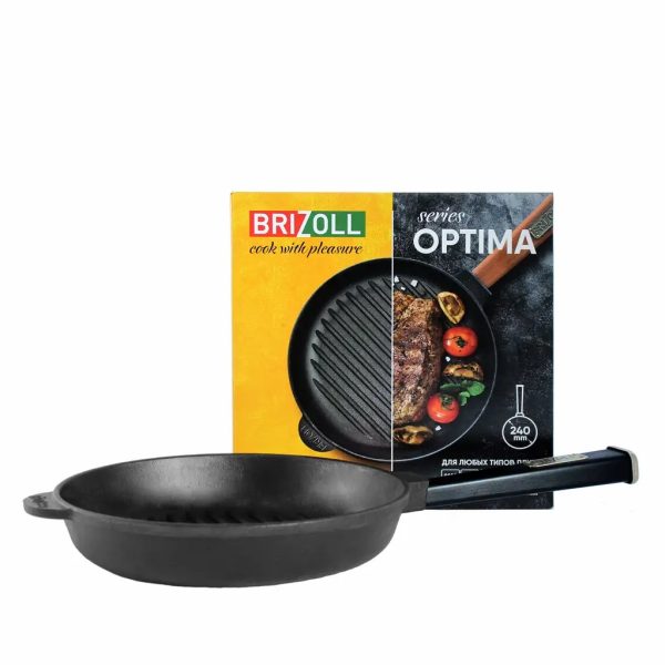 Чавунна сковорода гриль Optima-Black Brizoll O2440G-P1