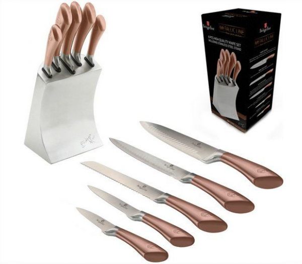 Набір кухонних ножів Berlinger Haus 6пр Rosegold Metallic Line BH-2375