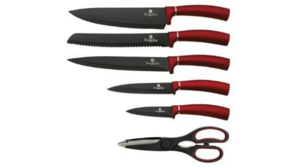 Набір кухонних ножів Berlinger Haus 7пр Burgundy Metallic Line BH-2582