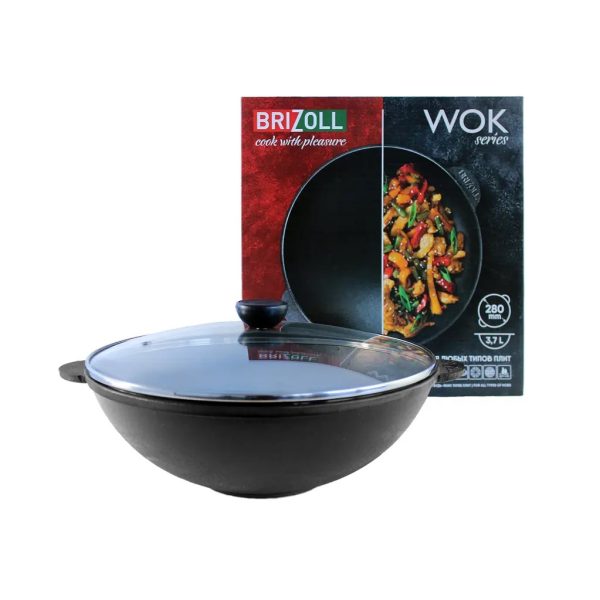 Сковорода WOK зі скляною кришкою 3.7л Brizoll W28-6