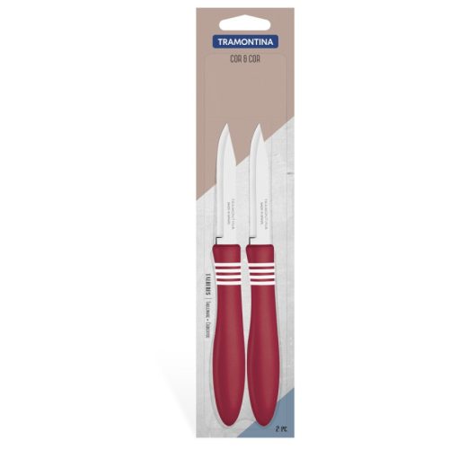 Набір із 2-х ножів для овочів Tramontina Cor&Cor 76мм червоний (23461/273)